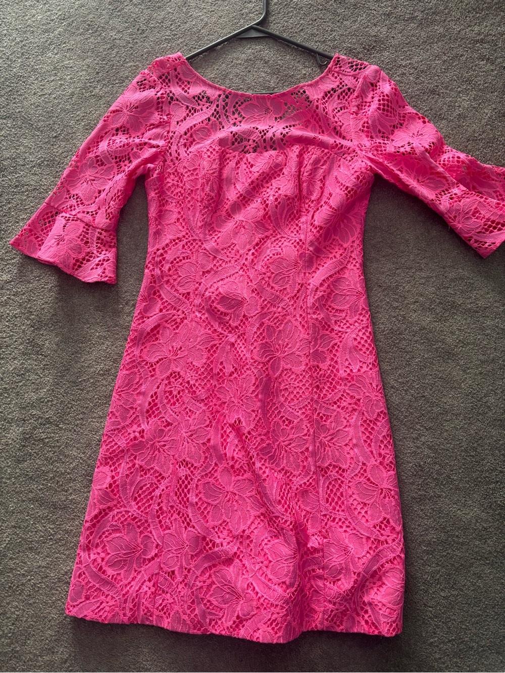 Lilly Pulitzer Hot Pink Lace Midi Dress